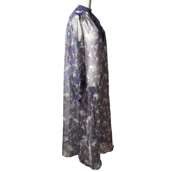 Vintage Dalani II Sheer Floral Maxi Dress 70s Boho Ethereal Size 12 USA Made - Picture 3 of 12